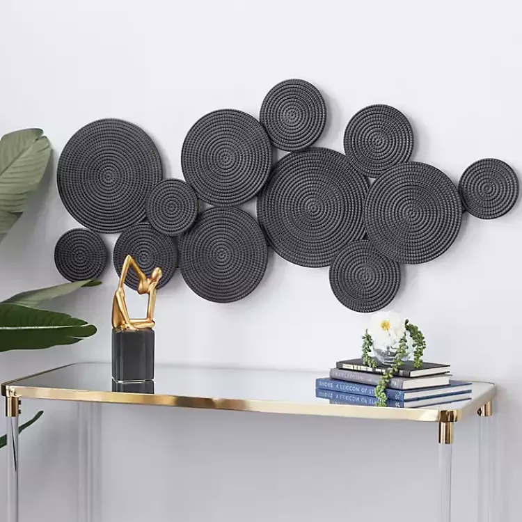 Kirklands Home Wall Plaques|Metal Circles Wall Plaque Black