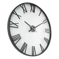 Kirklands Home Clocks|Black Metal Clear Glass Wall Clock