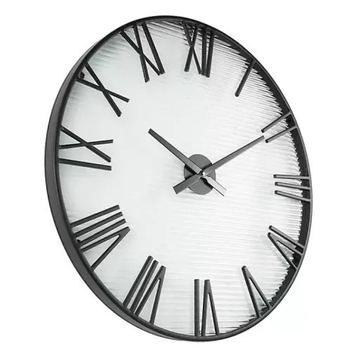 Kirklands Home Clocks|Black Metal Clear Glass Wall Clock