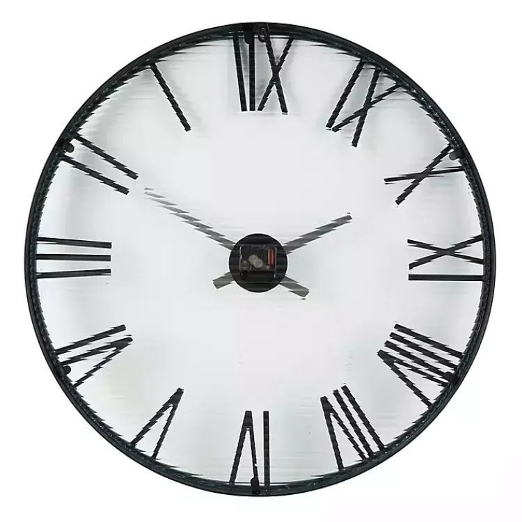 Kirklands Home Clocks|Black Metal Clear Glass Wall Clock