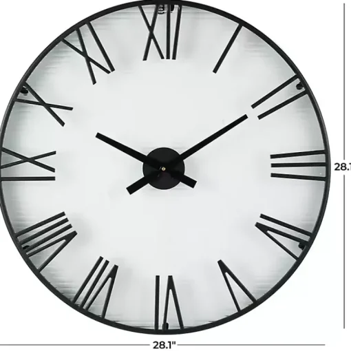 Kirklands Home Clocks|Black Metal Clear Glass Wall Clock