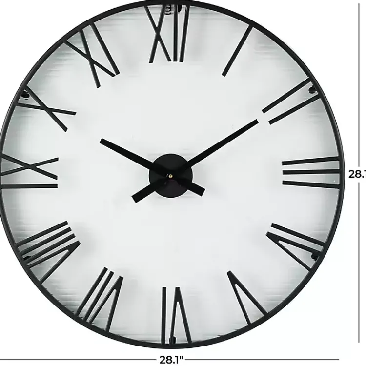 Kirklands Home Clocks|Black Metal Clear Glass Wall Clock