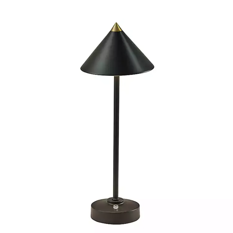 Kirklands Home Outdoor Lighting|Metal Cone Shade Cordless Table Lamp Black
