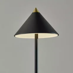Kirklands Home Outdoor Lighting|Metal Cone Shade Cordless Table Lamp Black