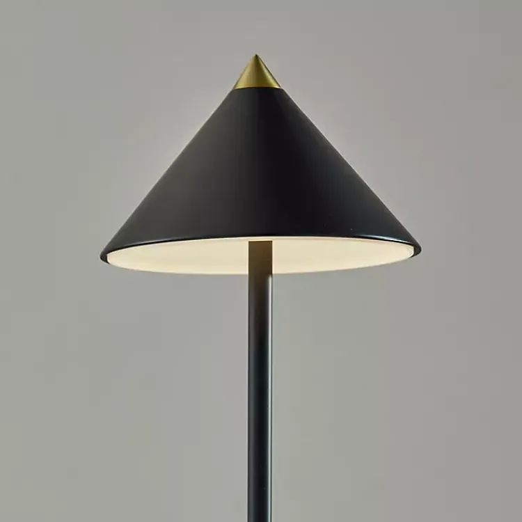 Kirklands Home Outdoor Lighting|Metal Cone Shade Cordless Table Lamp Black