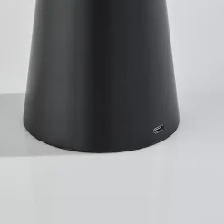 Kirklands Home Outdoor Lighting|Metal Cordless Lamp with White Ribbed Shade Black