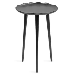 Kirklands Home Accent & End Tables|Metal Deckled Edge Round Side Table Black