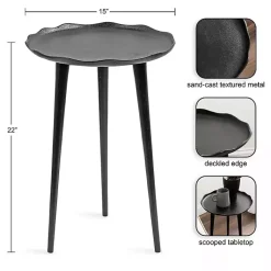 Kirklands Home Accent & End Tables|Metal Deckled Edge Round Side Table Black