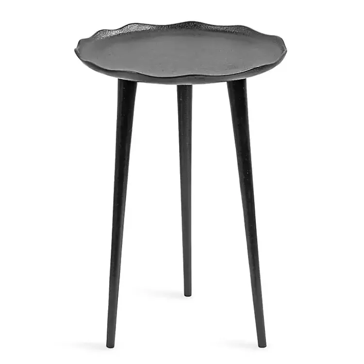 Kirklands Home Accent & End Tables|Metal Deckled Edge Round Side Table Black