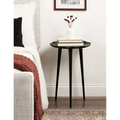 Kirklands Home Accent & End Tables|Metal Deckled Edge Round Side Table Black