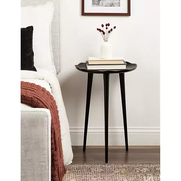 Kirklands Home Accent & End Tables|Metal Deckled Edge Round Side Table Black