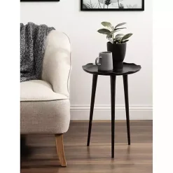 Kirklands Home Accent & End Tables|Metal Deckled Edge Round Side Table Black