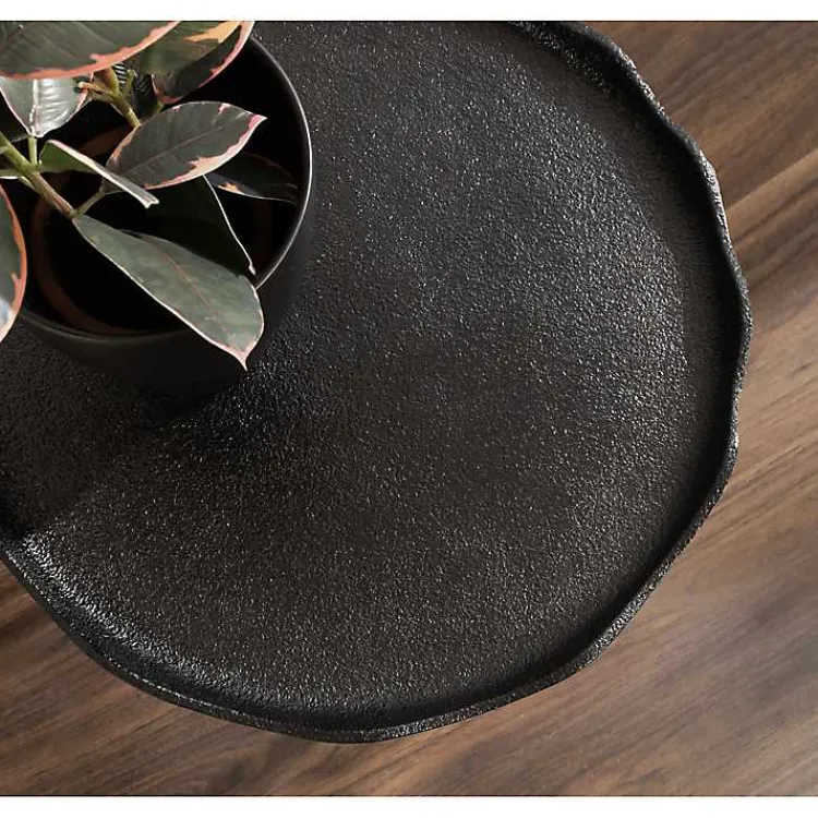 Kirklands Home Accent & End Tables|Metal Deckled Edge Round Side Table Black