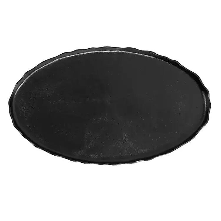 Kirklands Home Coffee Tables|Metal Deckled Edge Oval Coffee Table Black