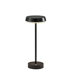 Kirklands Home Outdoor Lighting|Metal Disc Frosted Light Cordless Table Lamp Black