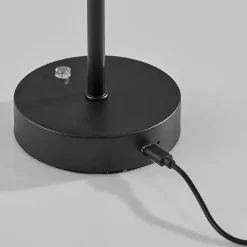 Kirklands Home Outdoor Lighting|Metal Disc Frosted Light Cordless Table Lamp Black