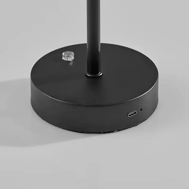 Kirklands Home Outdoor Lighting|Metal Disc Frosted Light Cordless Table Lamp Black