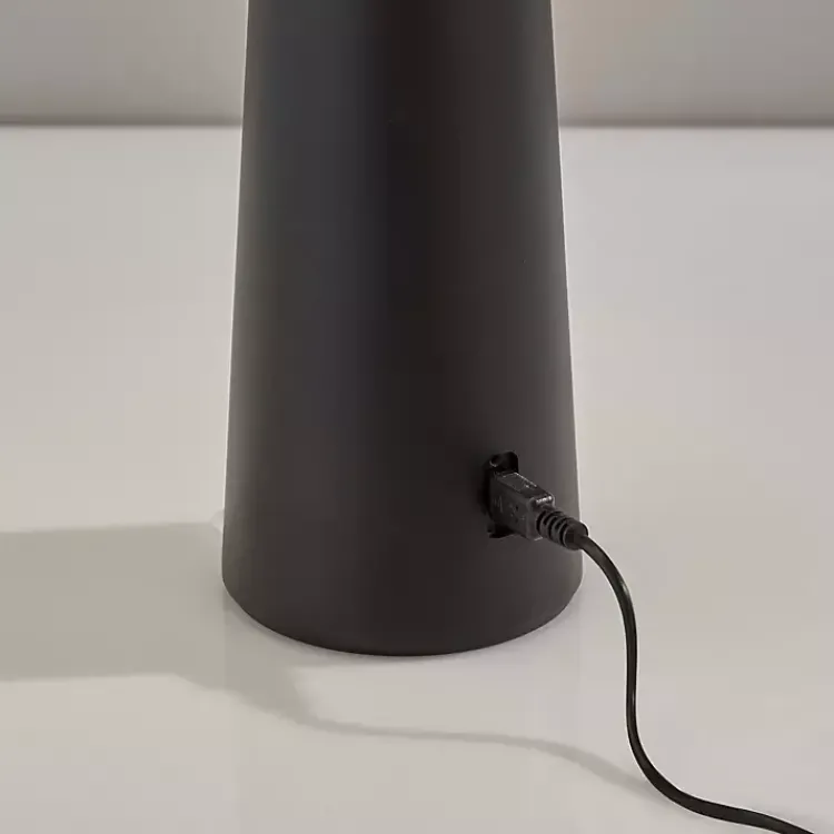 Kirklands Home Outdoor Lighting|Metal Dome Frosted Light Cordless Table Lamp Black