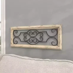 Kirklands Home Wall Plaques|Black Metal Farmhouse Scroll Wall Plaque