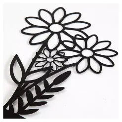 Kirklands Home Wall Plaques|Metal Floral Vase Wall Plaques, Set of 3 Black