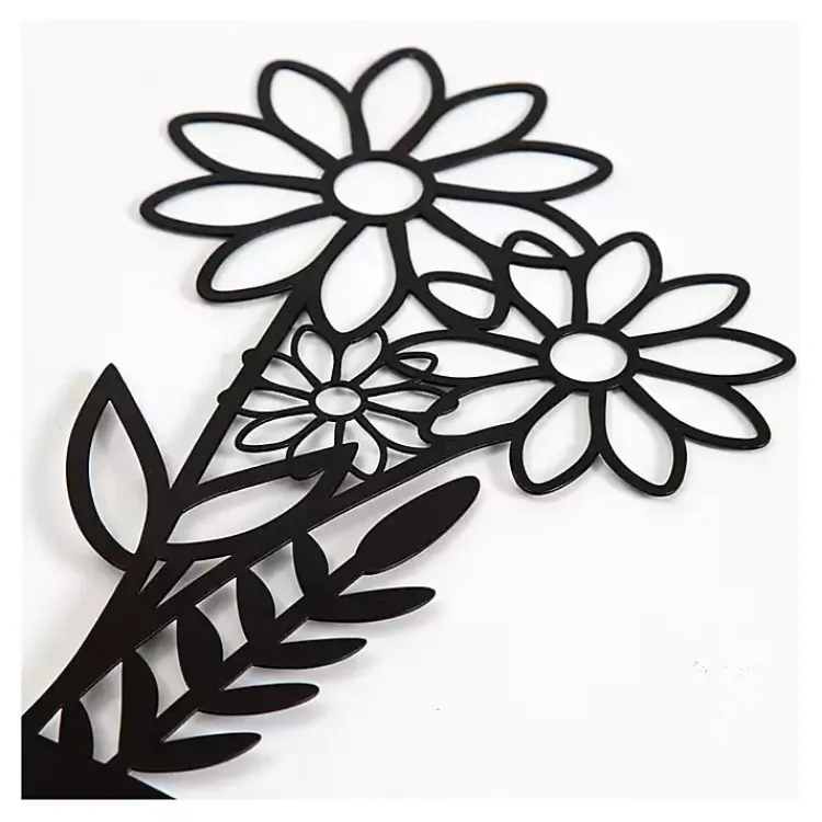 Kirklands Home Wall Plaques|Metal Floral Vase Wall Plaques, Set of 3 Black