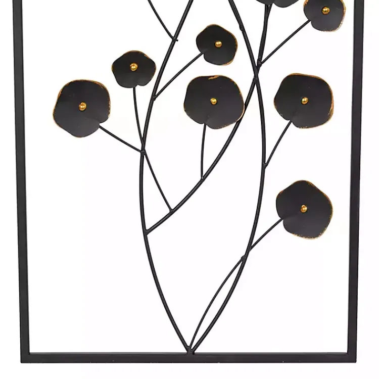 Kirklands Home Wall Plaques|Metal Floral Wall Plaques, Set of 2 Black