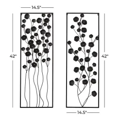 Kirklands Home Wall Plaques|Metal Floral Wall Plaques, Set of 2 Black