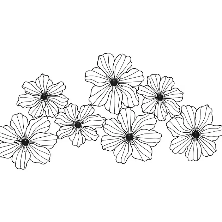 Kirklands Home Wall Plaques|Metal Floral Wire Wall Plaque Black