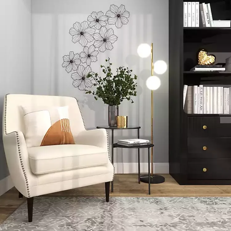 Kirklands Home Wall Plaques|Metal Floral Wire Wall Plaque Black