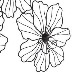 Kirklands Home Wall Plaques|Metal Floral Wire Wall Plaque Black