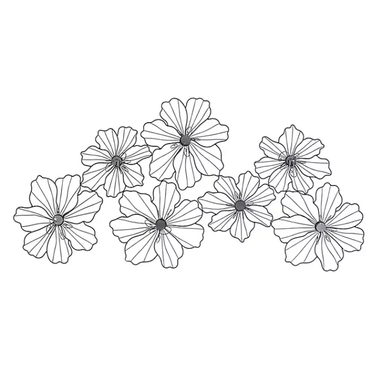 Kirklands Home Wall Plaques|Metal Floral Wire Wall Plaque Black