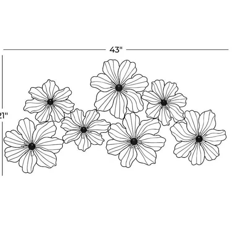 Kirklands Home Wall Plaques|Metal Floral Wire Wall Plaque Black