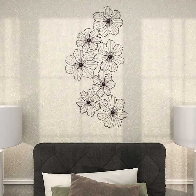 Kirklands Home Wall Plaques|Metal Floral Wire Wall Plaque Black