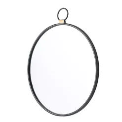 Kirklands Home Decorative Mirrors|Black Metal Frame Round Loop Wall Mirror
