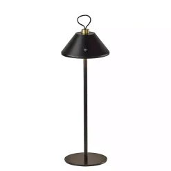 Kirklands Home Outdoor Lighting|Metal Frosted Light Cordless Table Lamp Black
