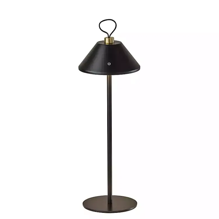 Kirklands Home Outdoor Lighting|Metal Frosted Light Cordless Table Lamp Black
