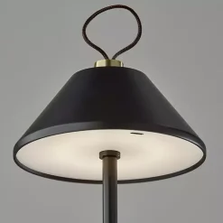 Kirklands Home Outdoor Lighting|Metal Frosted Light Cordless Table Lamp Black