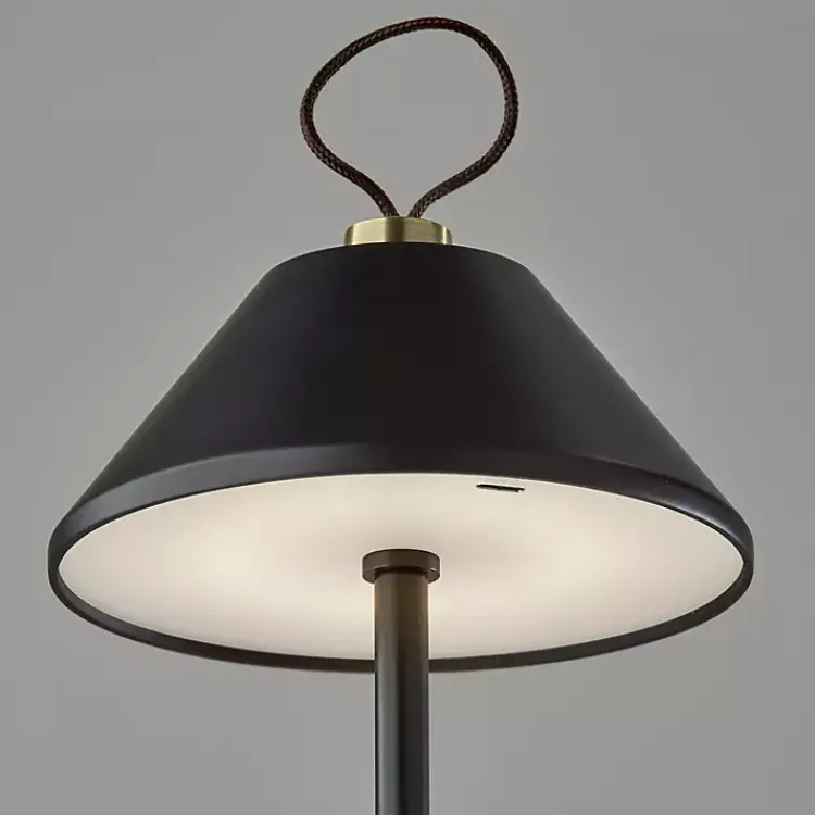 Kirklands Home Outdoor Lighting|Metal Frosted Light Cordless Table Lamp Black