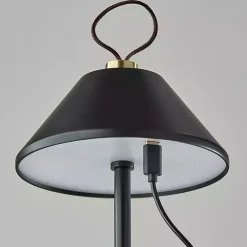 Kirklands Home Outdoor Lighting|Metal Frosted Light Cordless Table Lamp Black