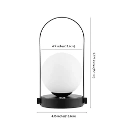 Kirklands Home Table Lamps|Black Metal Glass Globe Cordless Table Lamp White