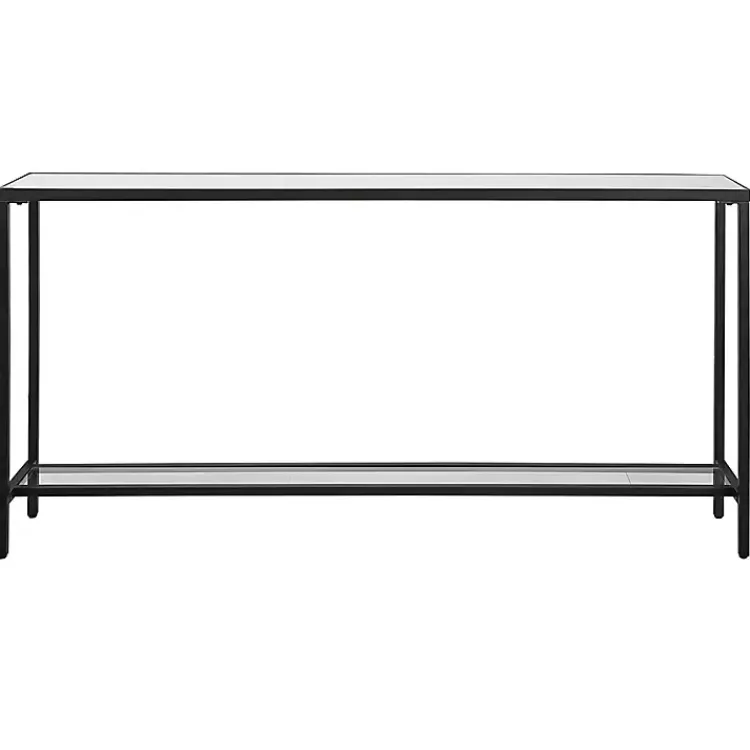 Kirklands Home Console Tables|Metal Glass Top Console Table Black