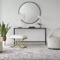 Kirklands Home Console Tables|Metal Glass Top Console Table Black