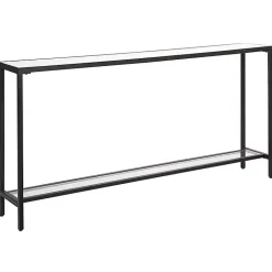 Kirklands Home Console Tables|Metal Glass Top Console Table Black
