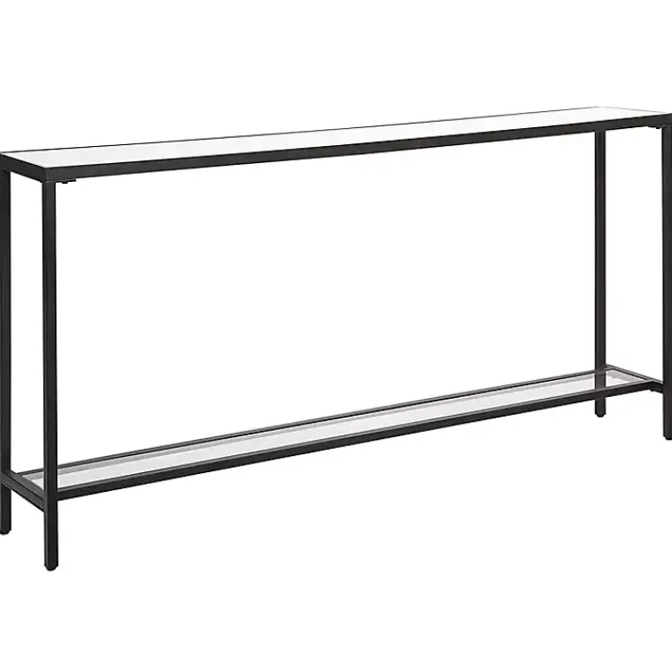Kirklands Home Console Tables|Metal Glass Top Console Table Black