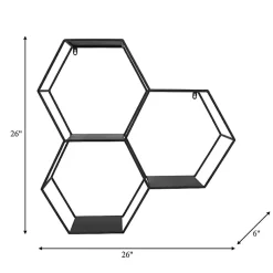 Kirklands Home Shelves|Black Metal Hexagon Wall Shelf