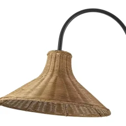 Kirklands Home Floor Lamps|Black Metal Jeri Floor Lamp with Rat Shade Tan