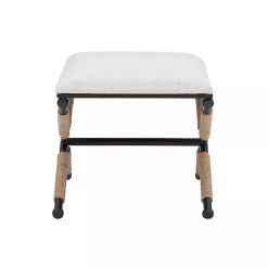 Kirklands Home Benches & Ottomans|Black Metal Legs Bench with Rope Detail White