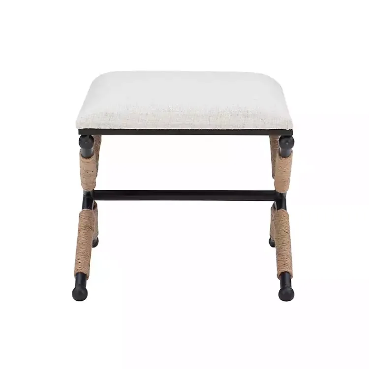 Kirklands Home Benches & Ottomans|Black Metal Legs Bench with Rope Detail White
