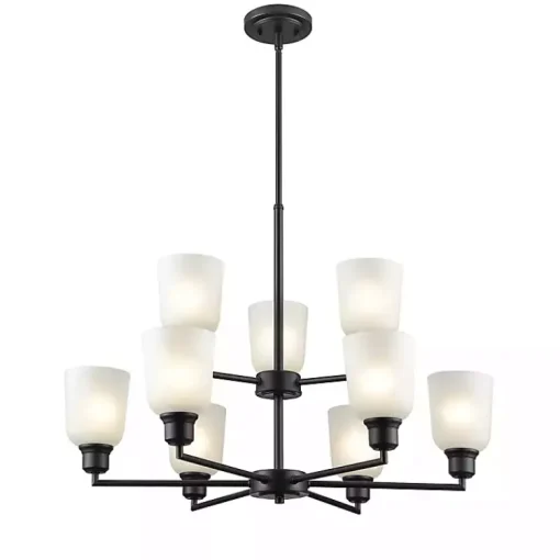 Kirklands Home Chandeliers & Pendant Lighting|Metal 9-Light Chandelier Black