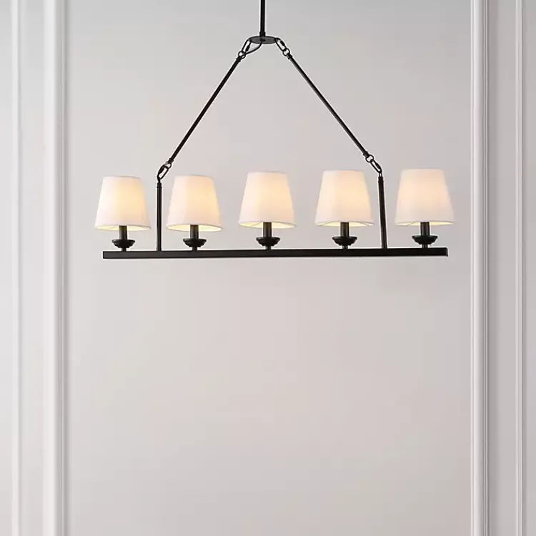 Kirklands Home Chandeliers & Pendant Lighting|Black Metal Linear Chandelier